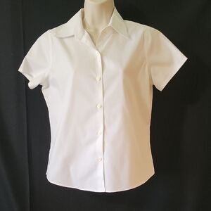 Eddie Bauer White Short Sleeve Button Down Shirt, Size SP